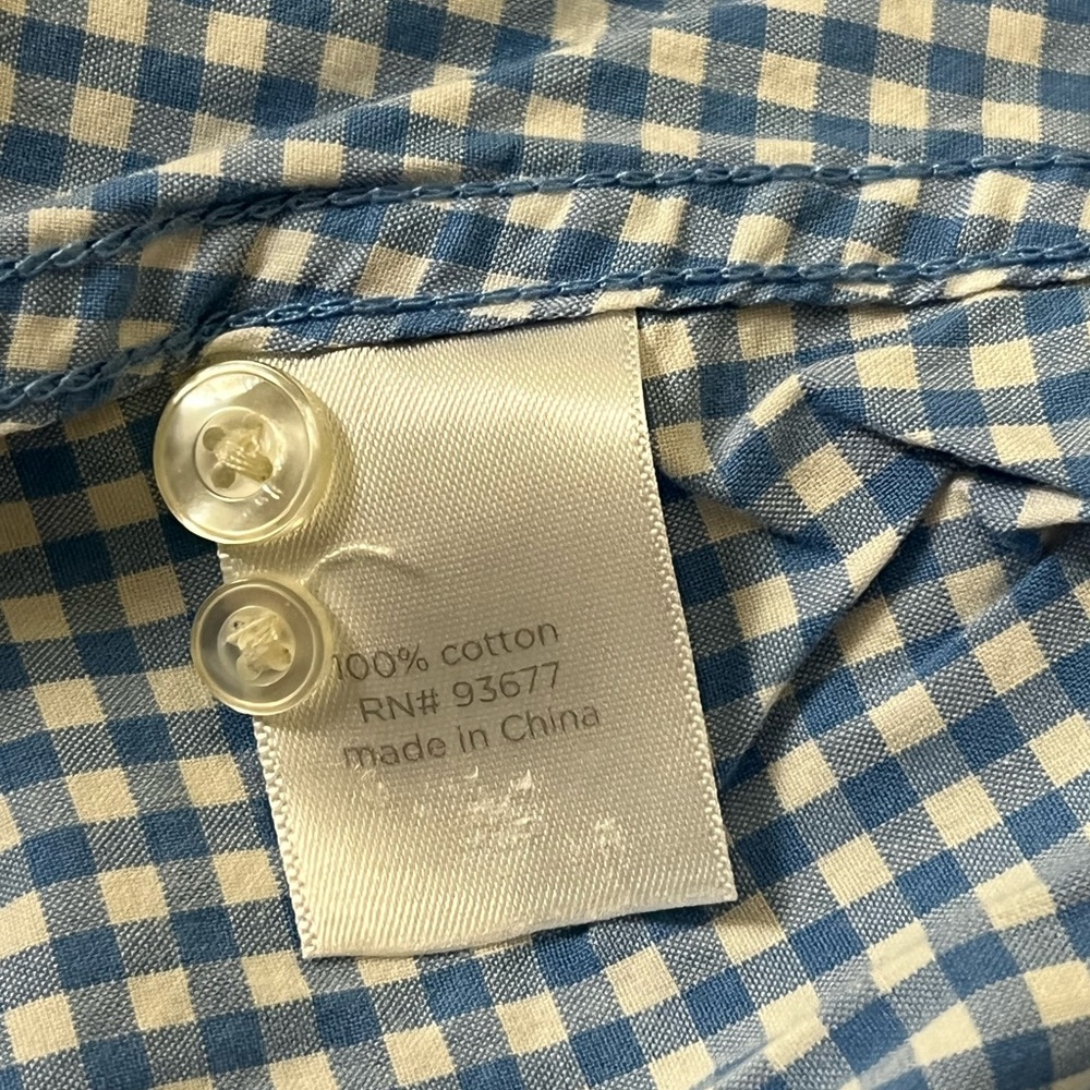 JCP | Blue/white checkered plaid cotton button down long sleeve shirt si… - Picture 10 of 12